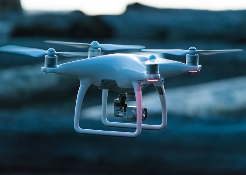 Aerial drone quadcopter filming mountain landscape